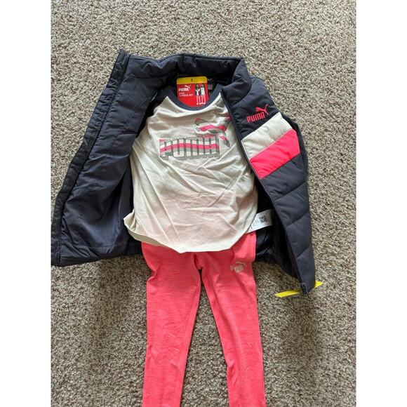 NEW!! PUMA Kids bundle outfit, Puffer vest, shirt & leggings, size 5, - Picture 3 of 5